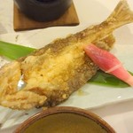 稲子湯 - 夕食(岩魚？の天ぷら) ※これが抜群に美味しかった