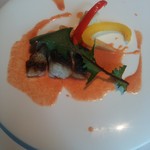 本日の鮮魚のポワレ　野菜を使ったヴァン・ブランソース