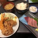 和楽 - えび唐ランチ900円+刺身100円