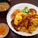 三景 - オムライス定食（汁漬物付）