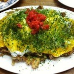 鉄板 好味 - ミックスやきそば（いか、豚、えび）＋目玉焼きのせ