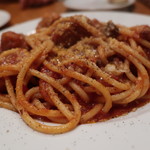 ブチ ボッケーノ - 「黒毛和牛ホホ肉と霧島豚のナポリ風トマト煮込みソースとポンレペッティーニ（肉団子）のプカティーニ」
      ('2018.5月)