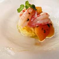 RESTAURANT DAZZLE - ボタン海老（留萌産）と白桃の冷製カッペリーニ