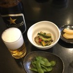 とんかつ田中 - ゴーヤの突き出しで一杯！