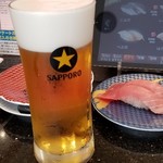 Sushi Choushimaru - 生ビール&中トロ。