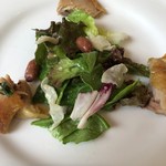 レストラン エピファニー - 鶏もも肉のコンフィのサラダ。ふた粒の落花生がポイント