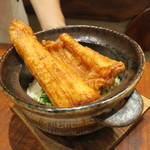 傳 - 食事：揚げ穴子ご飯 お新香 味噌汁1