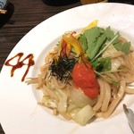 阪神球団公式個室居酒屋　阪神タイガース酒場 - 梅ちゃんLOVE明太うどん699円