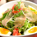 Prosciutto and soft-boiled egg salad