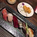 鮨 なかや - 中トロホタテ赤身新子味穴子