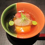 おおたに - 煮物：ローストビーフと夏野菜の炊き合わせ。　　　　　2018.08.24