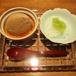 おおたに - 甘味；バターナッツかぼちゃのブリュレとすだちのシャーベット。　　　　　2018.08.24