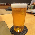 照寿司 - 生ビール(キリン一番搾り)グラス小(400円)