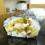 菊水鮓 - たくわん、穴子、しその海苔巻