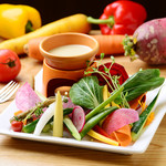 Colorful vegetable bagna cauda