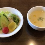 ぴかいち - セットのサラダとスープ