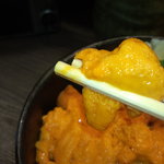 札幌市場めし　まるさん亭 - 利尻産エゾばふん、塩水のうに丼のアップ　【　２０１１年８月　】18