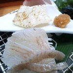 寿楽 - 平目　炙り穴子　かんぱち
