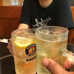 海鮮料理 吾作どん  - H.30.8.4.昼 ハイボール(レモン無し) vs ハイボール(レモン有り) de 乾杯♪