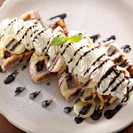 chocolate banana cream waffle