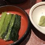 信州そば野 - ☆漬物も美味しい。わさびはおろしたものが出てきました。(ざるそばは、自分でおろせる様です。)