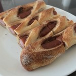 粉とクリーム - 長〜いウインナー棒（切断後）