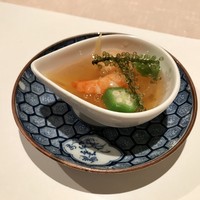 菜花むら - 【先附け】海老と糸瓜のゼリー寄せ