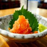 Nihonshu Genka Sakagura - ありた鶏の生ハム、山葵でたべるのだ