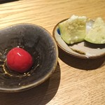 焼鳥 市松 - トマトの酢漬け・水ナスの塩麹漬け