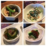 jouir - 野菜の煮物・白和え・ゴーヤの梅肉和え・もろきゅう