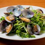 Stir-fried clams and pea sprouts