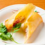 Cheese and Unzen ham spring rolls