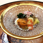 ぎをん 福志 - 1品目:雲丹と海老('18.6月上旬)