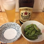 ひな鳥 そのだ - お通しとラガー瓶ビール