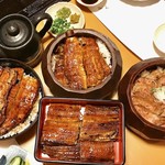 うなぎ海鮮料理 六なぎ - ⭐︎上鰻丼(一尾、肝吸い、香の物)@4000
                                ⭐︎うな重(一尾、肝吸い、香の物)@4380
                                ⭐︎上ひつまぶし(一尾、肝吸い、香の物、薬味、出汁)@4500
                                ⭐︎牛まぶし(味噌汁、香の物、薬味、出汁)@2880