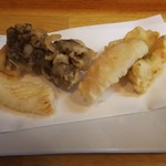 揚げたて天ぷら はまだ - 追加した天婦羅  舞茸、イカ、白身魚（ハモ、キス）