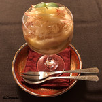 御料理 寺沢 - 豊水梨､無花果のｺﾝﾎﾟｰﾄにﾋﾟｵｰﾈのﾊﾟﾌｪ仕立