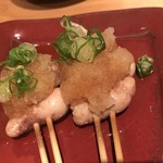 Nishidaya - 【2018.8.27】鶏白子ポン酢おろし串200円