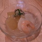 まごわやさしい - や：冬瓜の冷製煮者海老餡かけ　新ごぼうと長芋添え