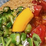 らーめん森や。 - 森の冷やしつけ麺inがごめ(オクラ入りVer.)・カリフリ味付玉子増し