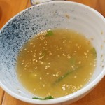 らーめん森や。 - 森の冷やしつけ麺inがごめ(オクラ入りVer.)-スープ割