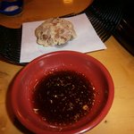 会津郷土食 鶴我 - ④そばまんじゅうを七味醤油で