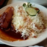 むつみ食堂 - ハムカツもかなり食べた後(汗)ていうか殆ど食べた後ですね。