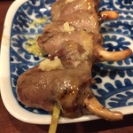 鳥田中 - はつにはちょっと生姜が乗っています　良い味のアクセントになります