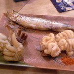 鮨あおき - ゲソ焼、ししゃも、白子焼