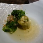 光壽おおやま - （2018/7月）丘わかめ、茄子、山東菜、丘ひじきのお浸し