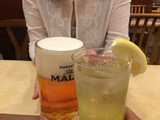 Tonkatsu Kewaike - H.30.8.9.昼 レモンサワー 420円税込 vs 生ビール(中) 590円税込 de 乾杯♪