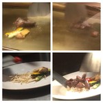 鉄板焼 芽里 - ガード付きで写真がよくないですがきちんと鉄板焼きされます。