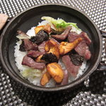 レストラン バカール - 鴨の砂肝とジロール茸のご飯