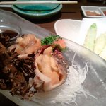 魚浜 - ほやとアスパラの天ぷら